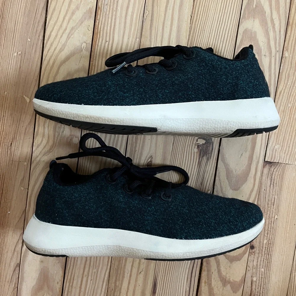 Allbirds Wool Runner Teal Black Heathered Merino Wool Sneakers Womens 9 athletic